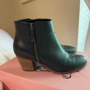 Black leather booties